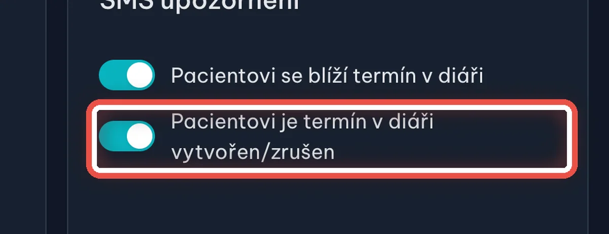 Detail — SMS o vytvoření a zrušení termínu