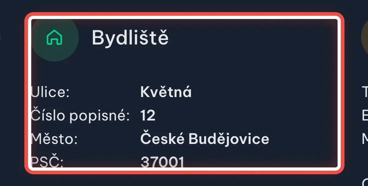 Část Bydliště — zvětšené místo, kam se dívat