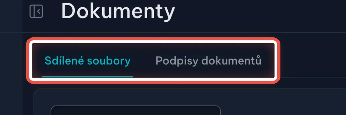Detail — Dvě záložky v Dokumentech