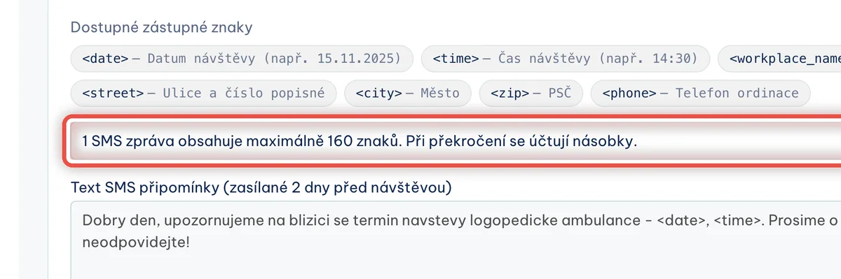 Detail — Hlídejte délku zprávy