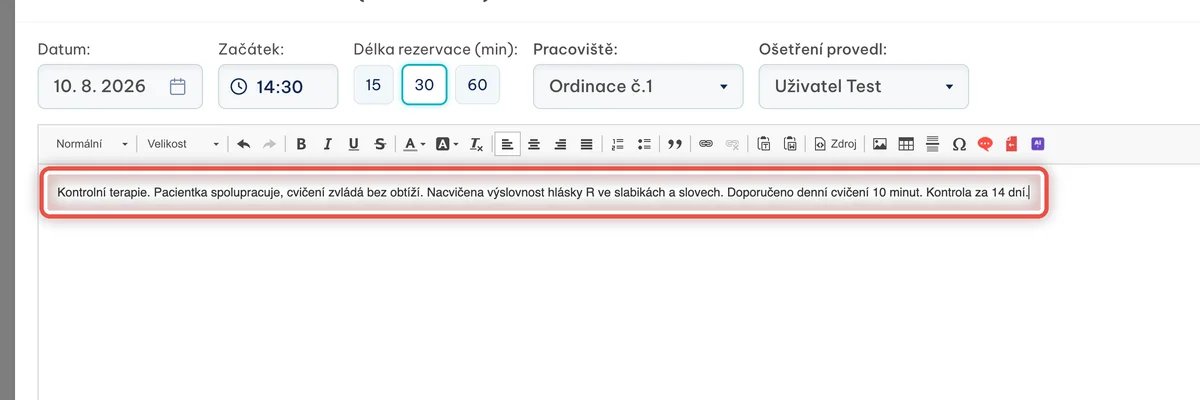 Detail — Napište text dekurzu