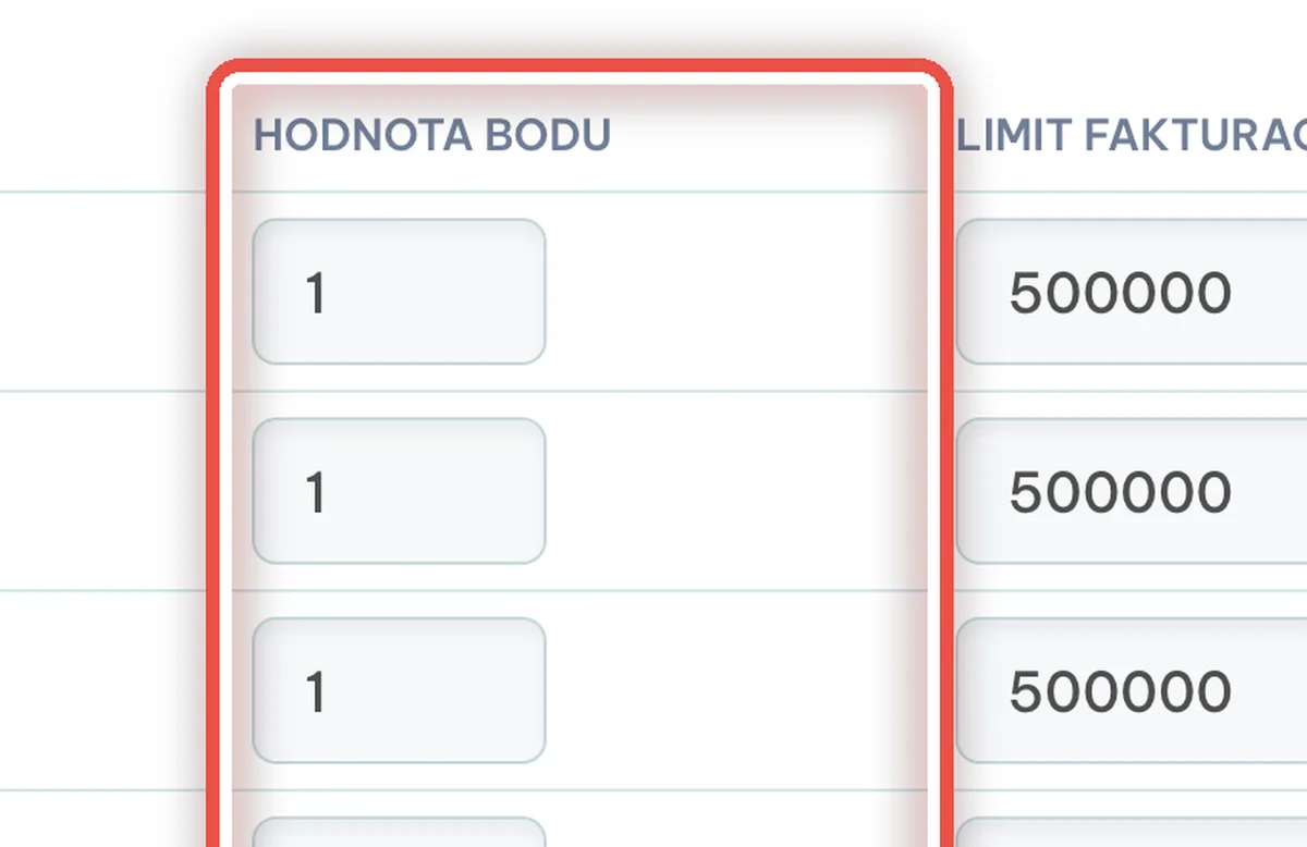 Detail — Zadejte hodnotu bodu