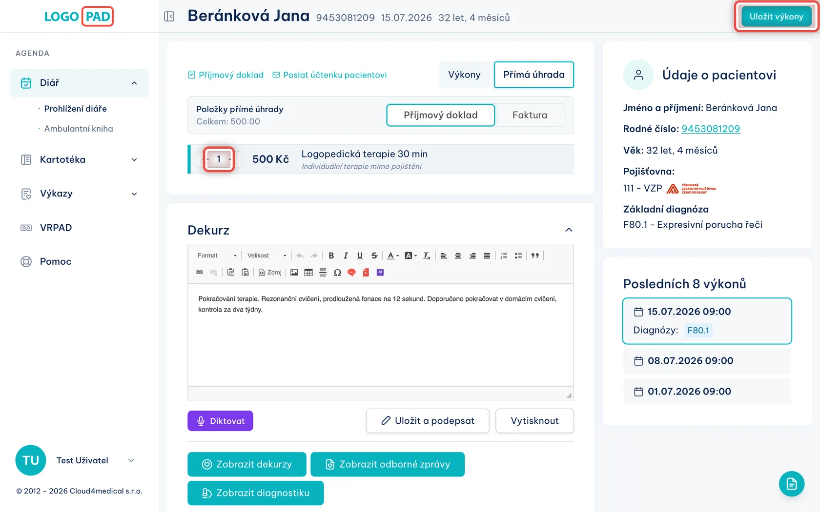 Snímek obrazovky ke kroku 3: Krok 2 — vynulujte položky a doklad se zruší