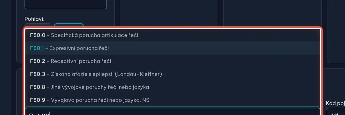 Změna diagnózy — zvětšené místo, kam se dívat