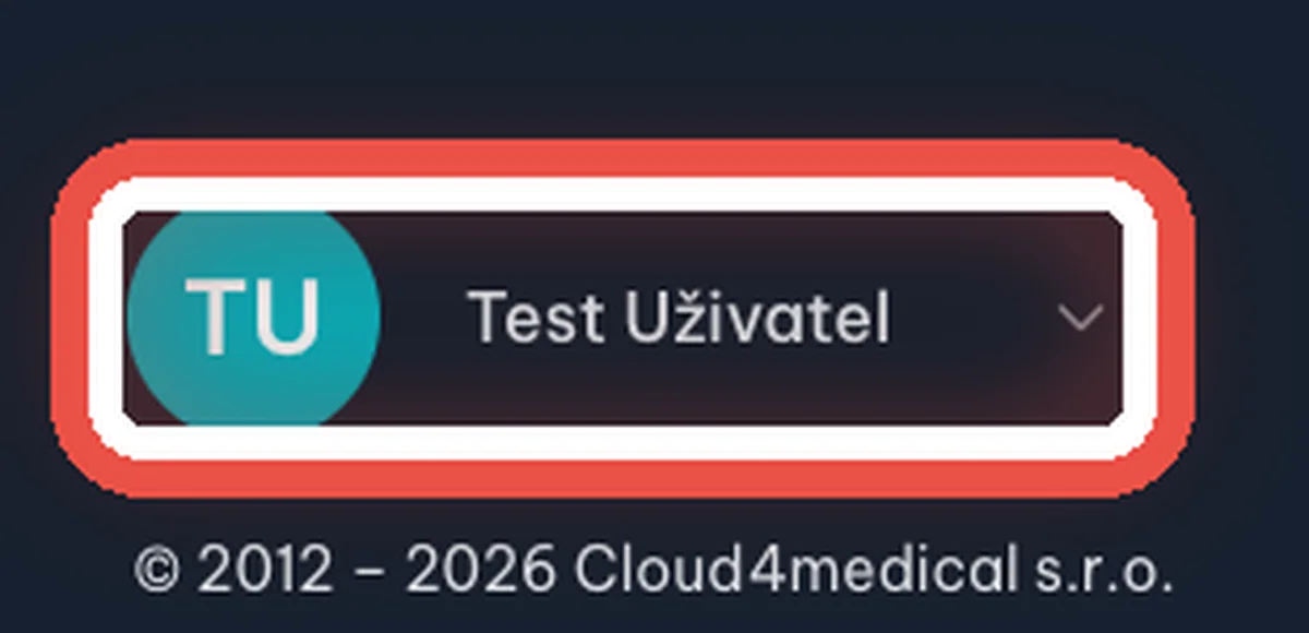 Detail — Otevřete nabídku pod svým jménem