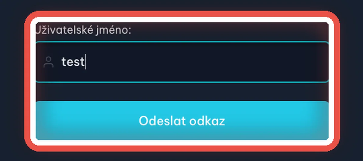 Detail — Zapomenuté heslo: napište své jméno