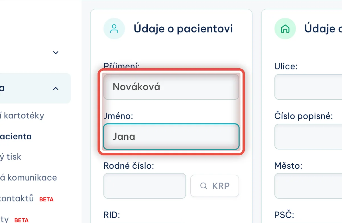 Detail — Vyplňte příjmení a jméno