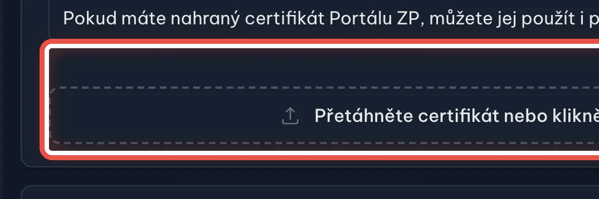 Detail — API certifikát VZP (nepovinné)