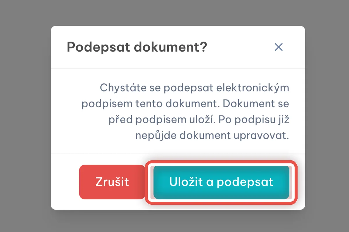 Detail — Potvrďte elektronický podpis