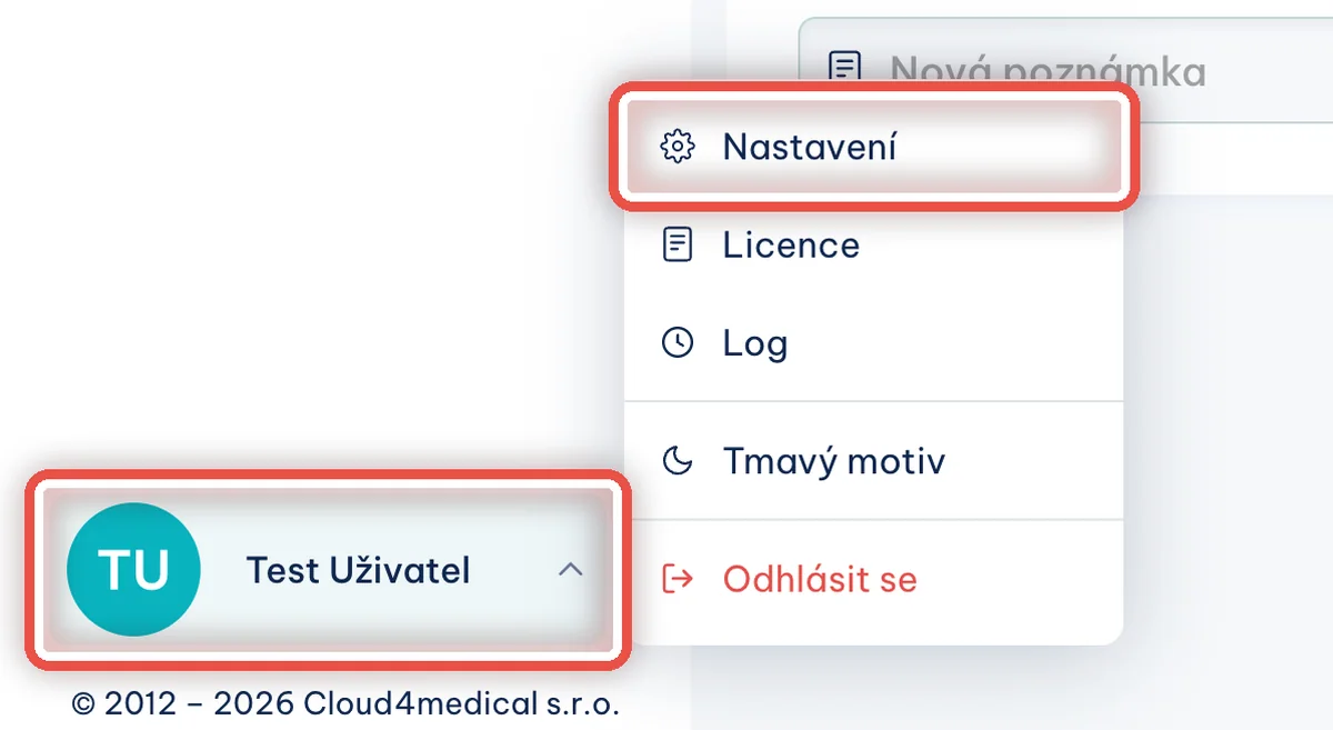 Detail — Otevřete nastavení programu