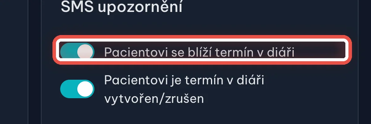 Detail — SMS o blížícím se termínu