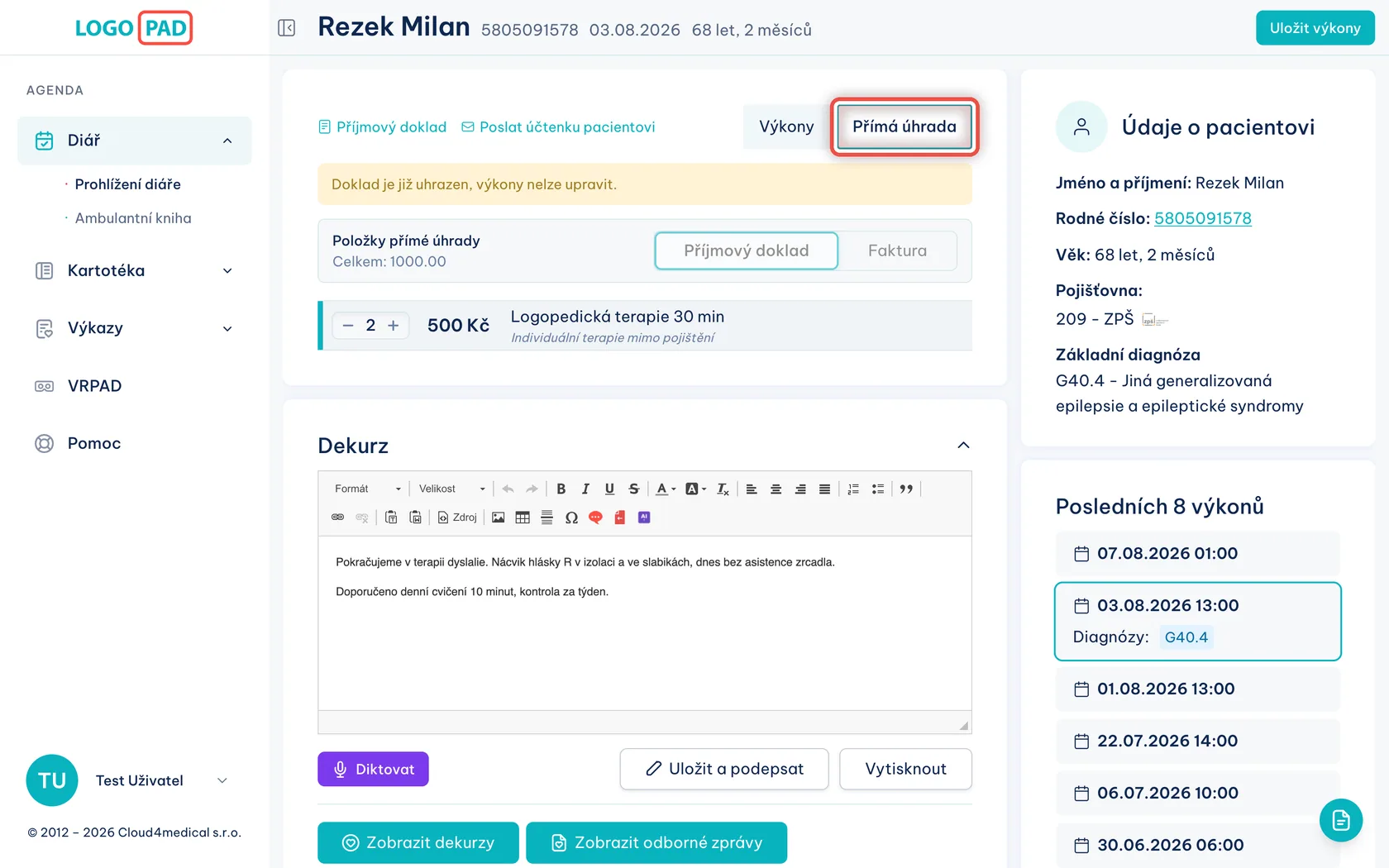Snímek obrazovky ke kroku 11: Přepněte na Přímou úhradu