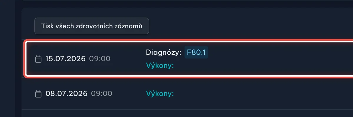 Seznam dekurzů — zvětšené místo, kam se dívat