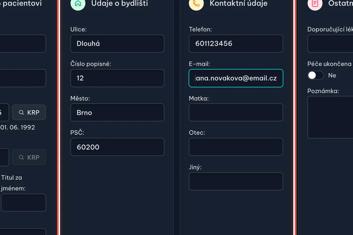 Detail — Doplňte bydliště a kontakt