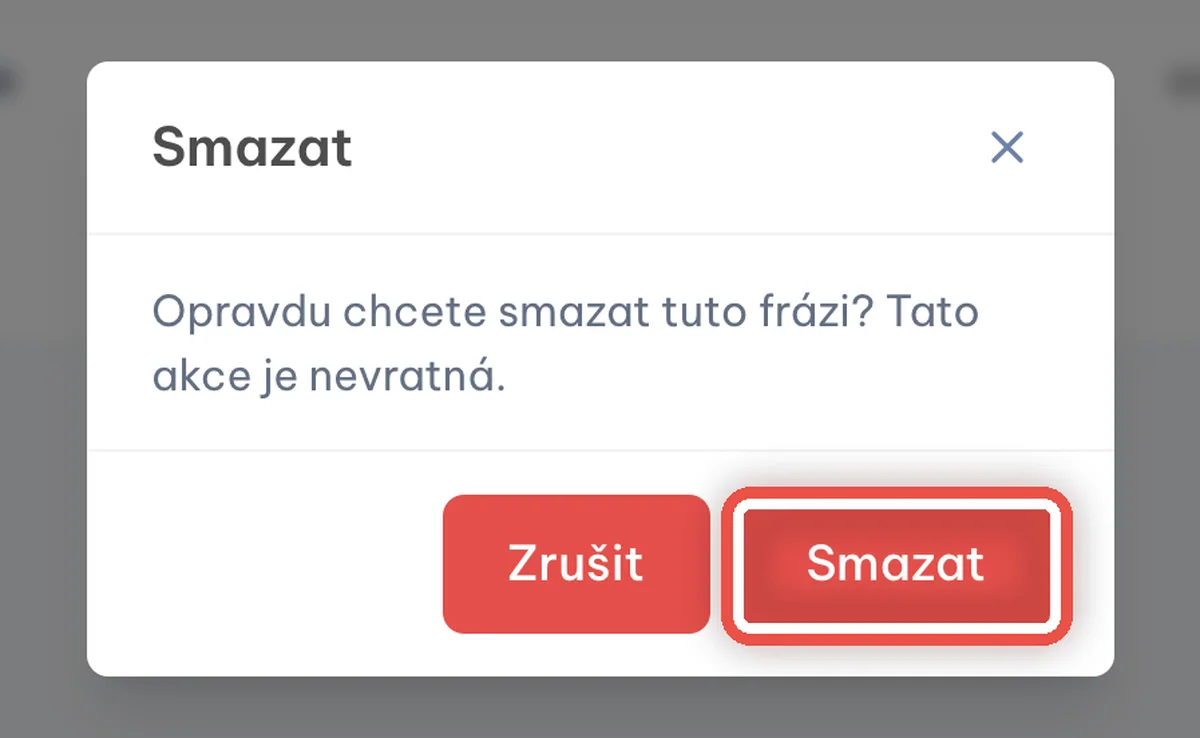 Detail — Potvrďte smazání
