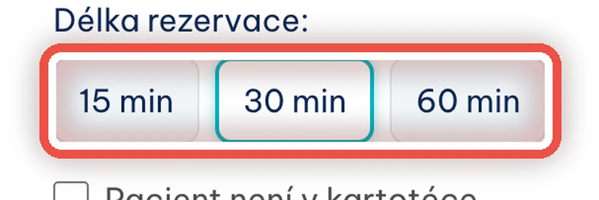 Zvětšený výřez — Nastavte délku rezervace