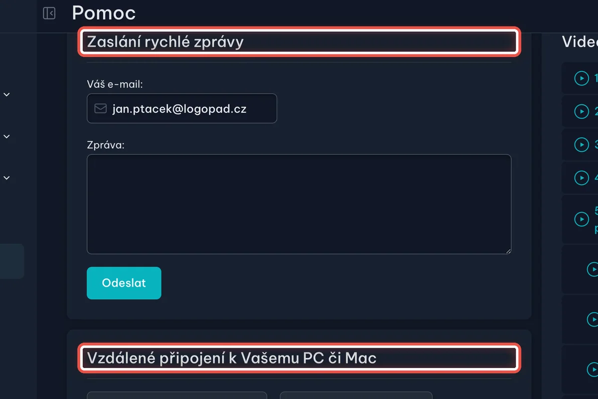 Detail — Potřebuji změnit fakturační údaje nebo údaje o pracovišti
