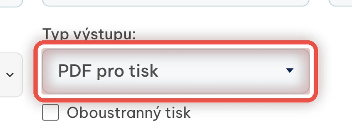 Detail — Zvolte typ výstupu