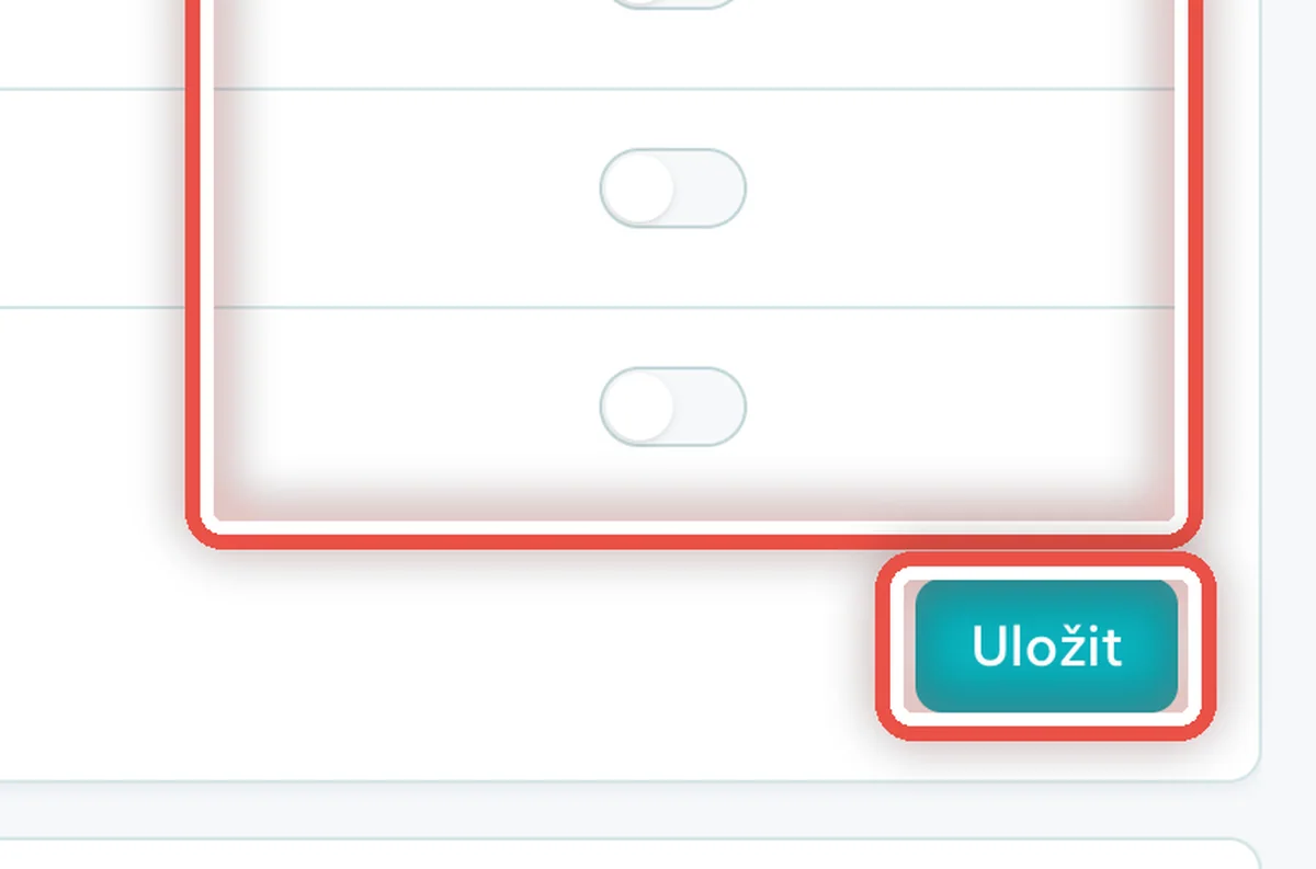 Detail — Zapněte předběžnou úhradu a uložte