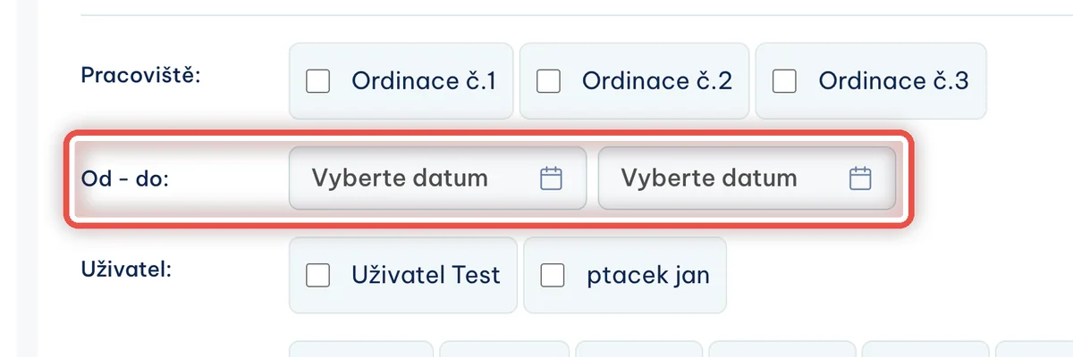 Detail — Zadejte období návštěv