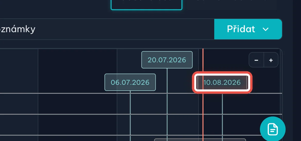 Detail — Na časové ose otevřete dekurz návštěvy
