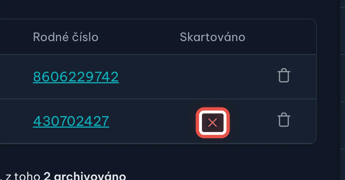 Zvětšenina místa, kam se klikne — Sloupec Skartováno