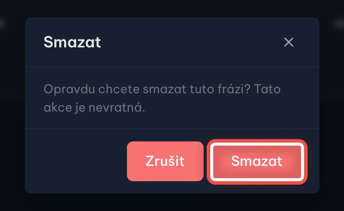 Detail — Potvrďte smazání