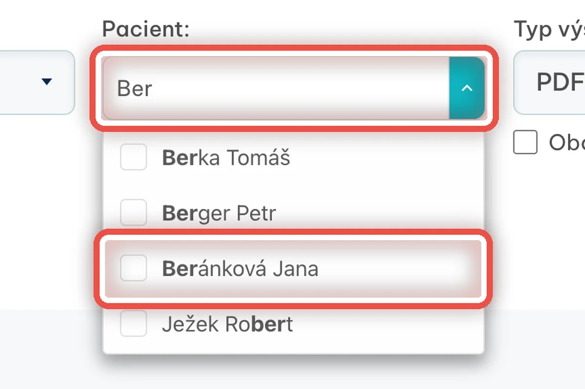Detail — Vyberte pacienty