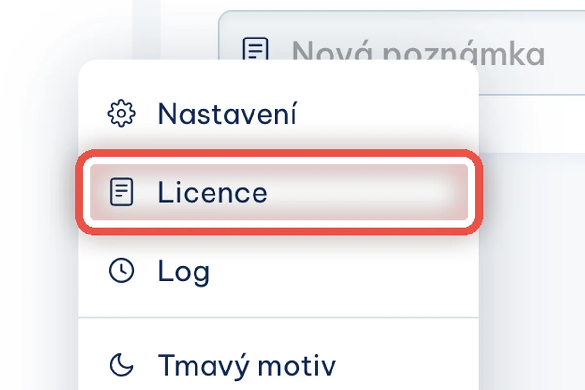 Detail — Klikněte na Licence