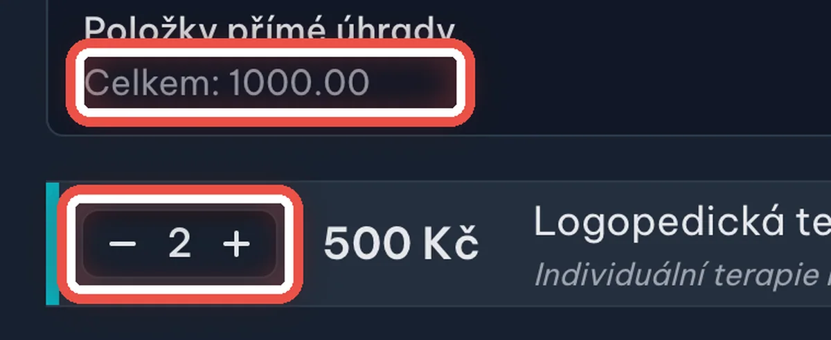 Detail — Zkontrolujte počet a částku