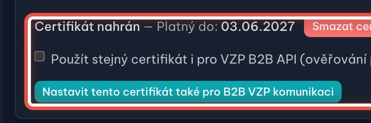Detail — Nahrajte certifikát portálu pojišťovny