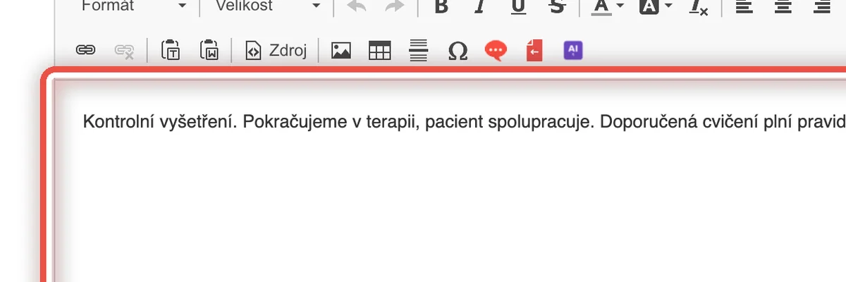Zvětšený výřez — Zapište dekurz