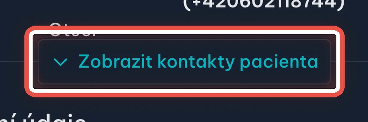 Detail — Rozbalte kontakty pacienta