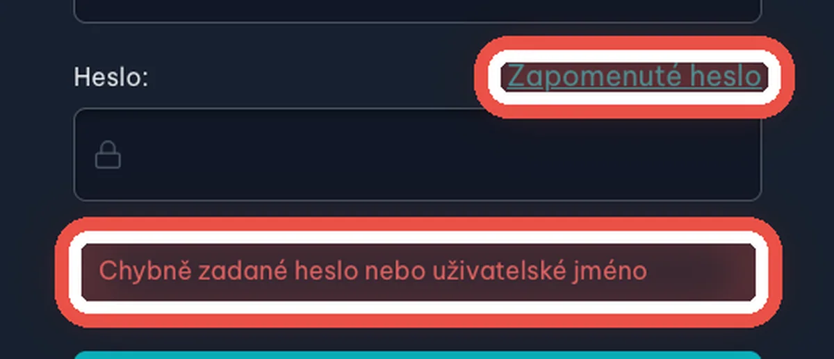 Detail — Když se přihlášení nepovede