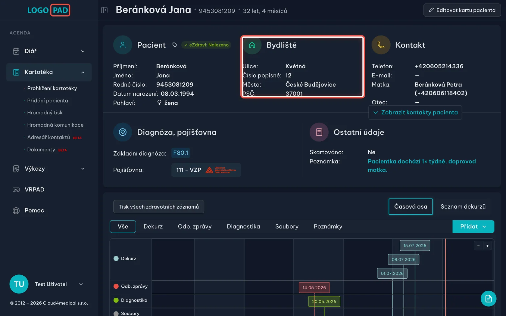 Část Bydliště — snímek obrazovky programu, krok 9 z 27