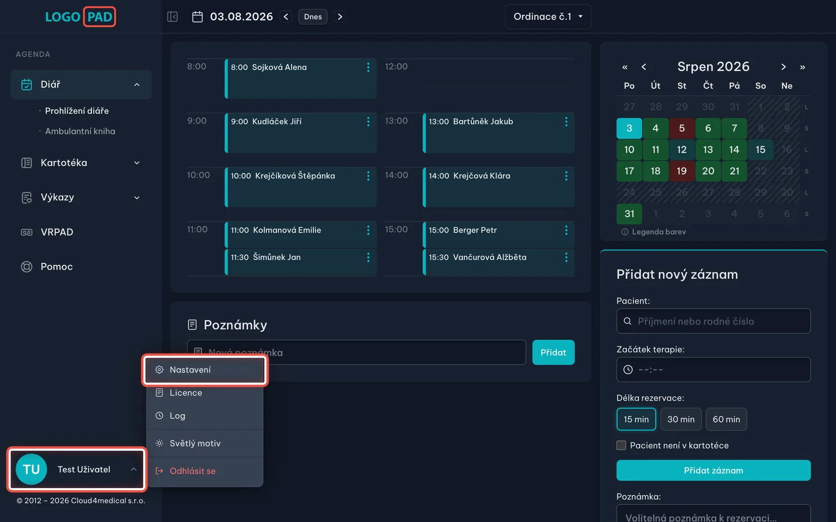 Snímek obrazovky ke kroku 5: Kde v LOGOPADu otevřete Nastavení