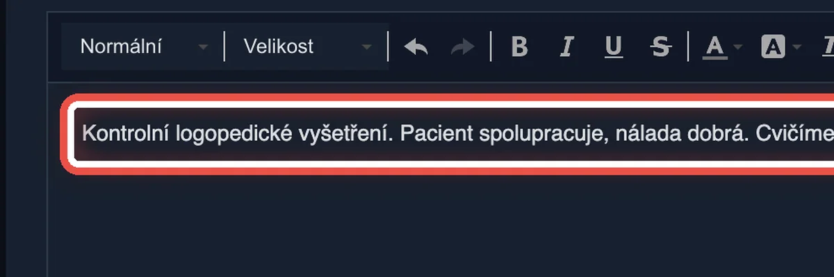 Detail — Text je vložený