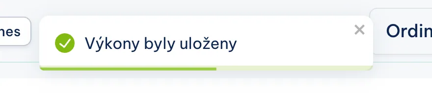 Krok 14: Program potvrdí uložení — snímek obrazovky programu