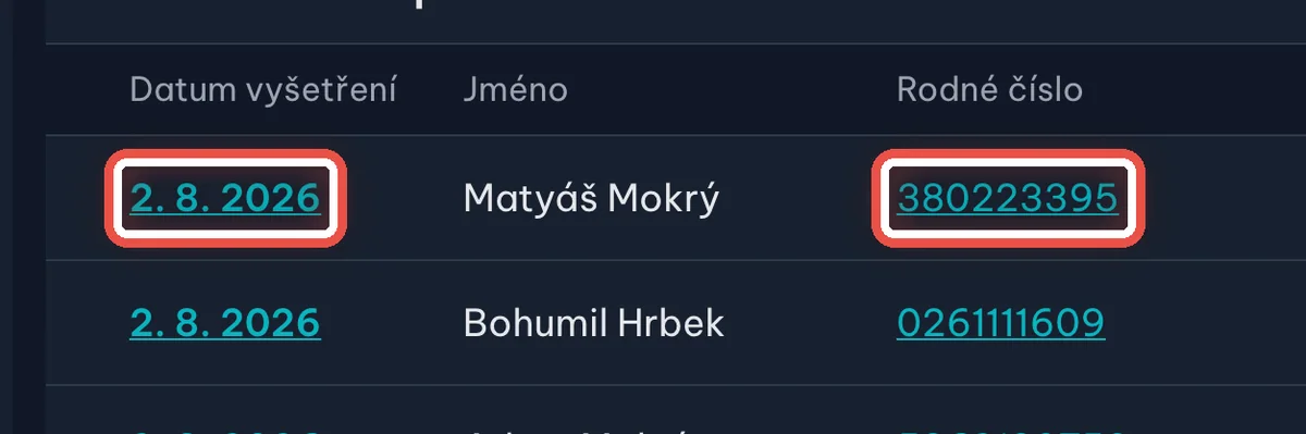 Detail — Zkontrolujte neošetřené pacienty