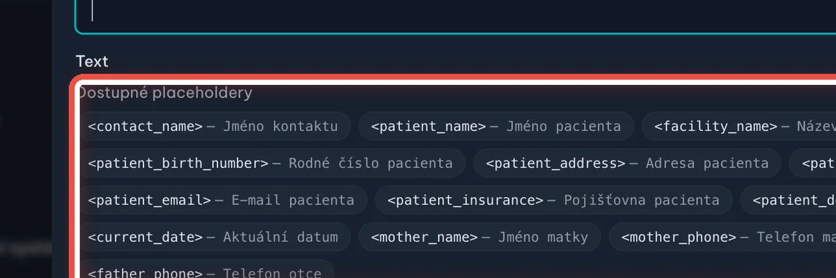 Detail — Napište text a použijte zástupné znaky