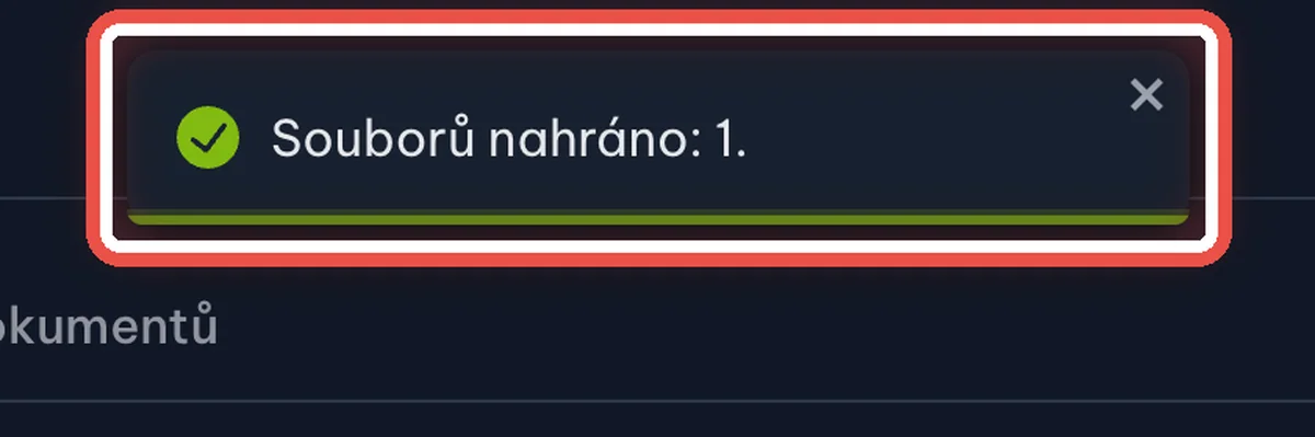 Detail — Program nahrání potvrdí
