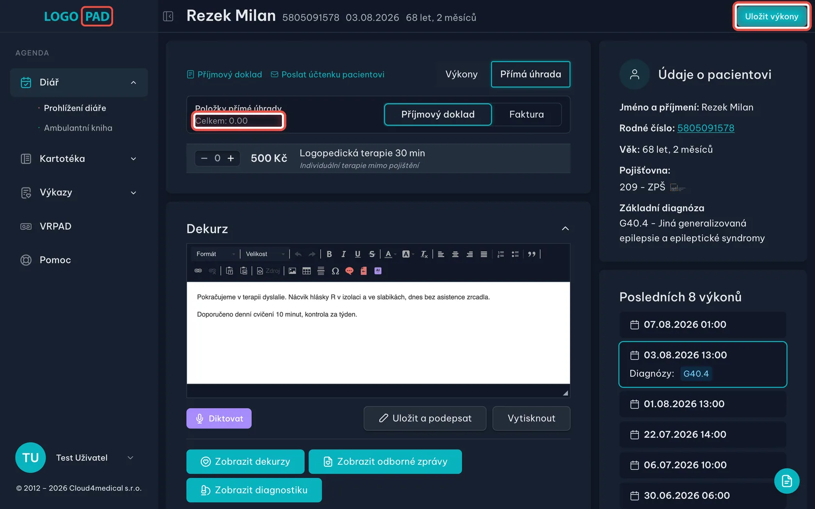 Snímek obrazovky ke kroku 22: Uložte výkony