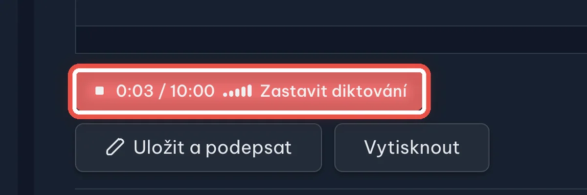 Detail — Nadiktujte zápis do mikrofonu