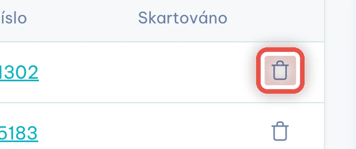 Zvětšenina místa, kam se klikne — Smazání pacienta